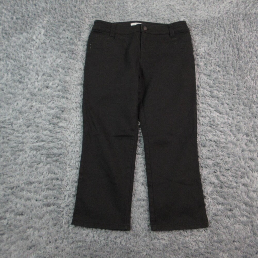 Chico's Jeans Womens 1 Black Bootcut Mid Rise Stretch Studded 33x24* Denim